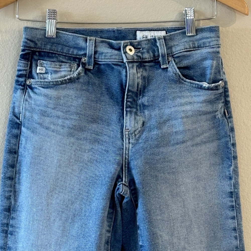 AG Brinley Mid Rise Straight Jeans 24 Japanese Fabric Raw Hem Denim - Picture 3 of 13